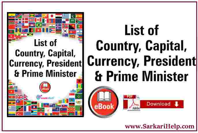 examattack Current Affairs Notes list of country, Capital, Currency, President & Prime Minister notes pdf download