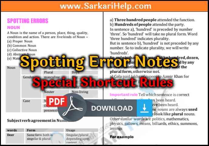 Spotting Error Notes