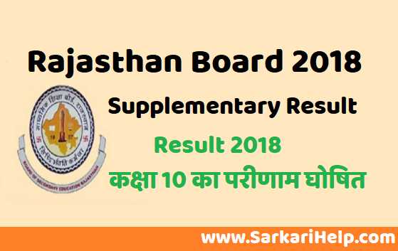 RBSE 10th supplementary Result 2018