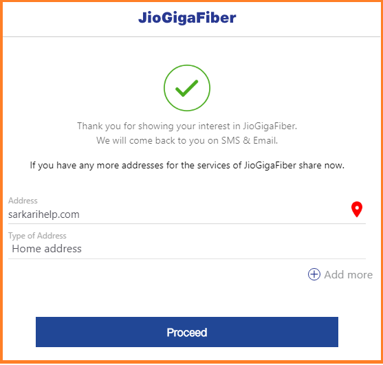 jio gigafiber address verification